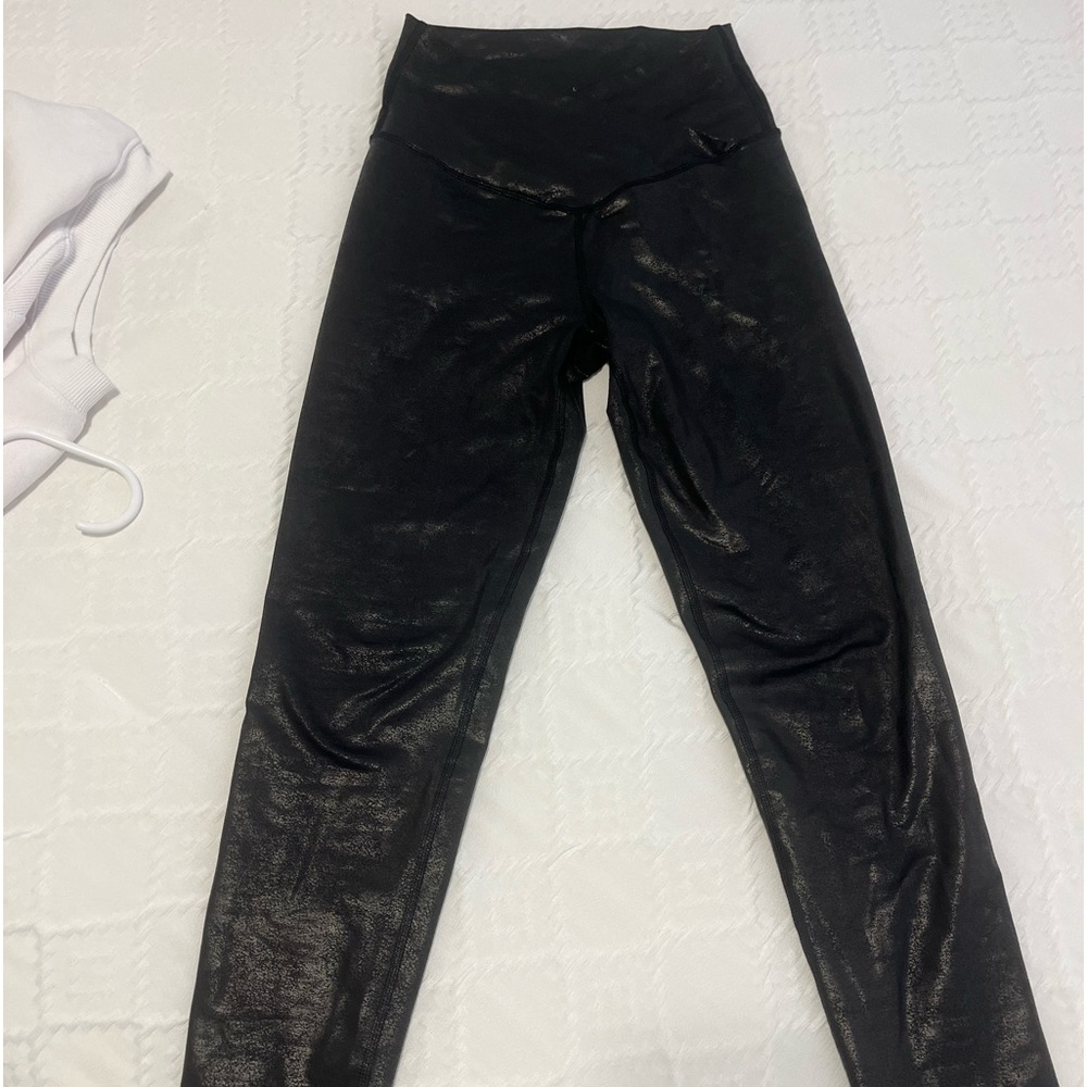 AERIE cross waist band faux leather/ shine legging